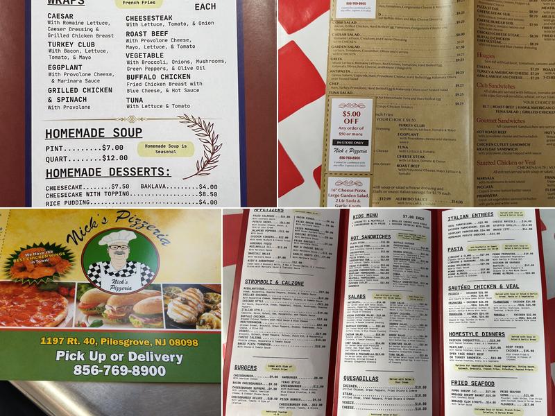 Nick's Pizzeria Menu