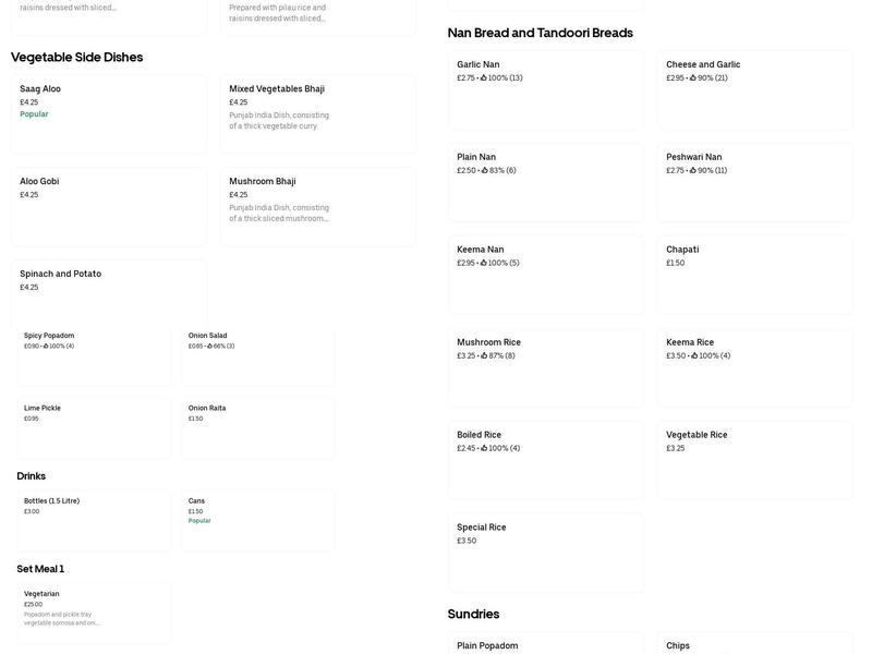 Massala - Ibstock Menu