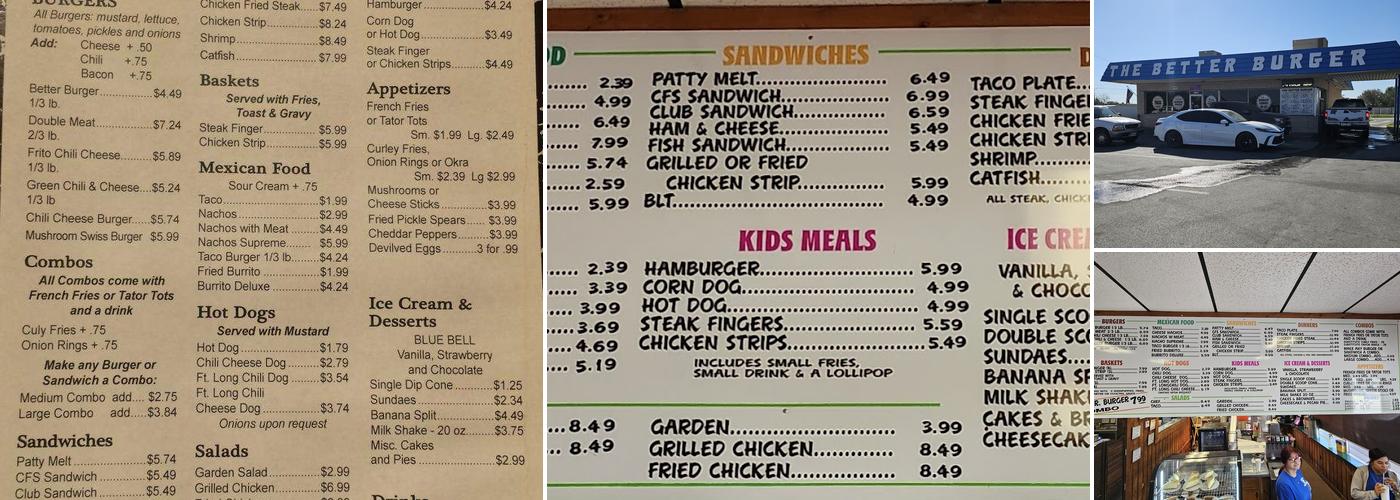 The Better Burger Menu