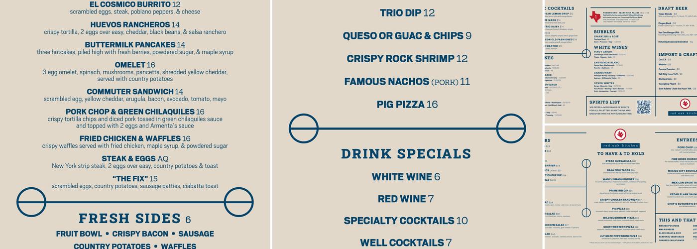 Red Oak Kitchen Menu