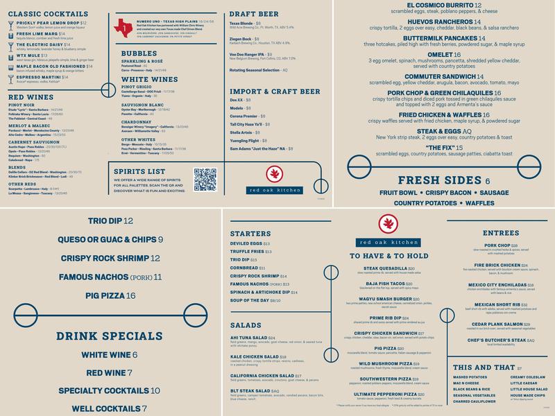Red Oak Kitchen Menu