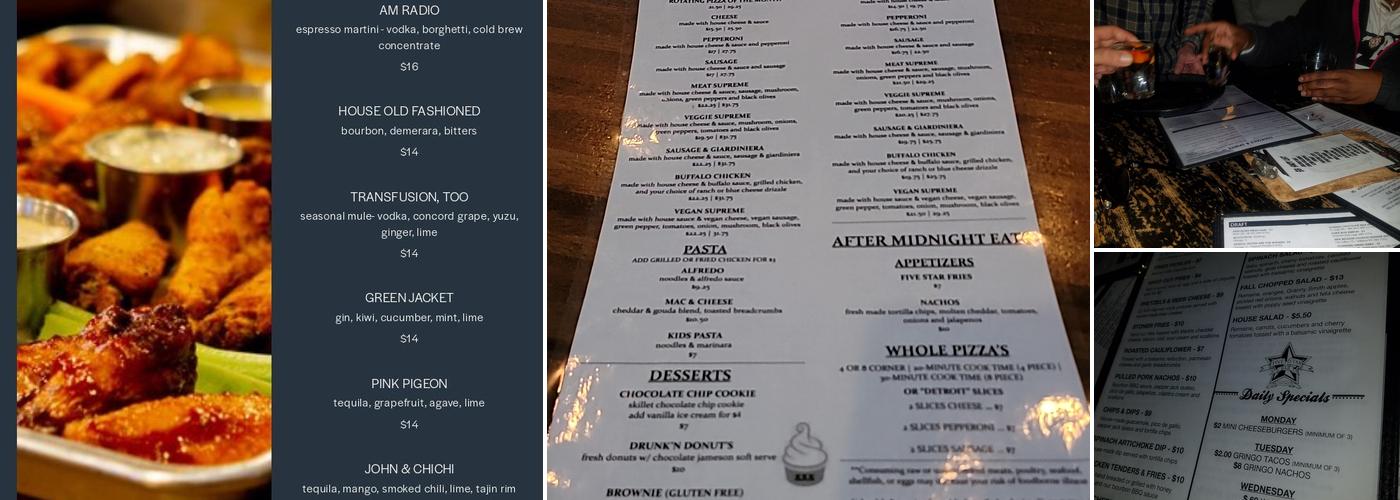 Five Star Bar Menu