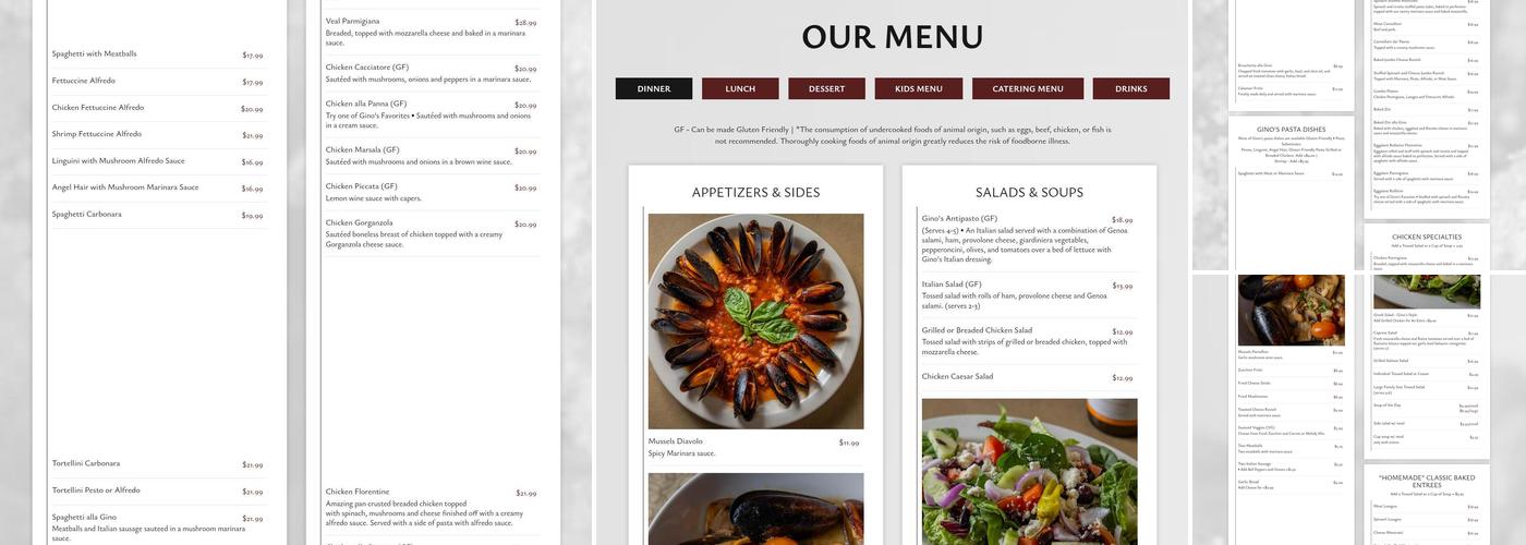 Gino's Italian Restaurant and Pizza Menu