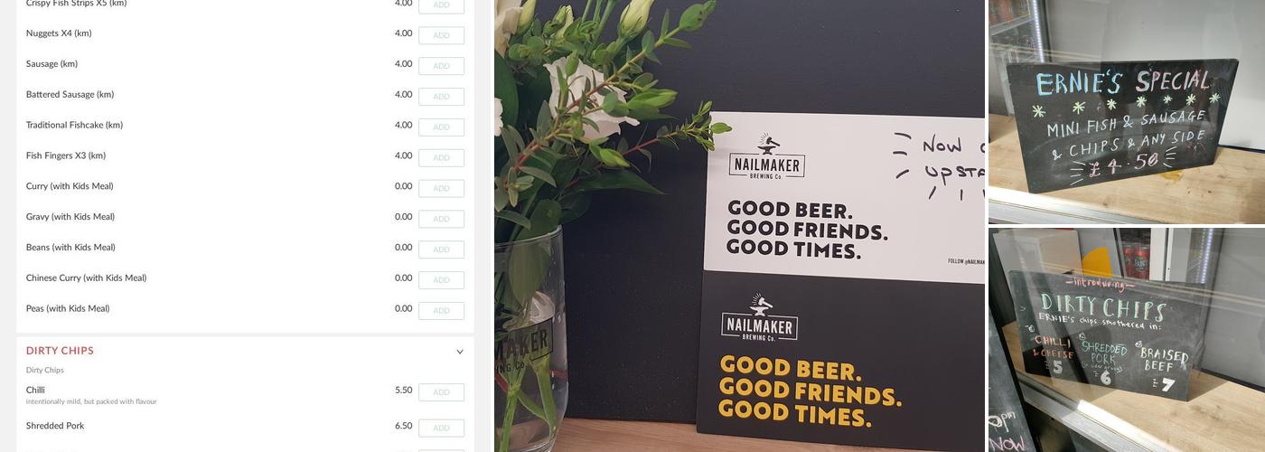 Ernie's Fish & Chips -- Takeaway & Restaurant Menu