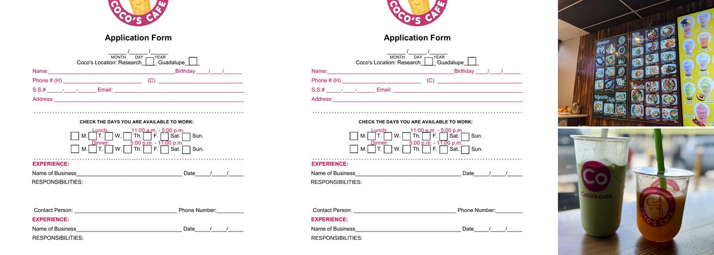 CoCo's Cafe Menu