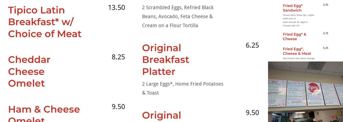 Epic Market & Grill Menu