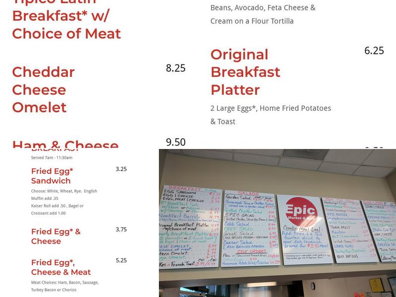 Epic Market & Grill Menu