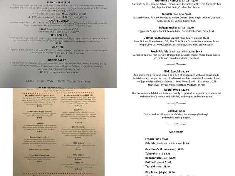 The Mediterranean Chef Cafe Menu