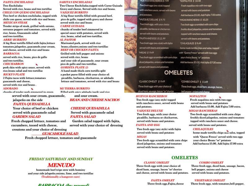 Vazquez #3 Menu