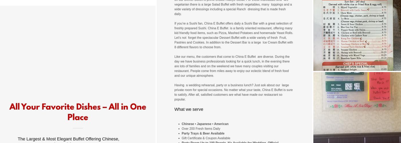 China E Buffet Menu