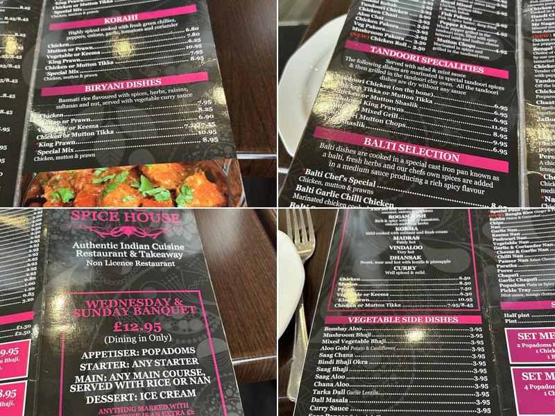 Spice House Menu