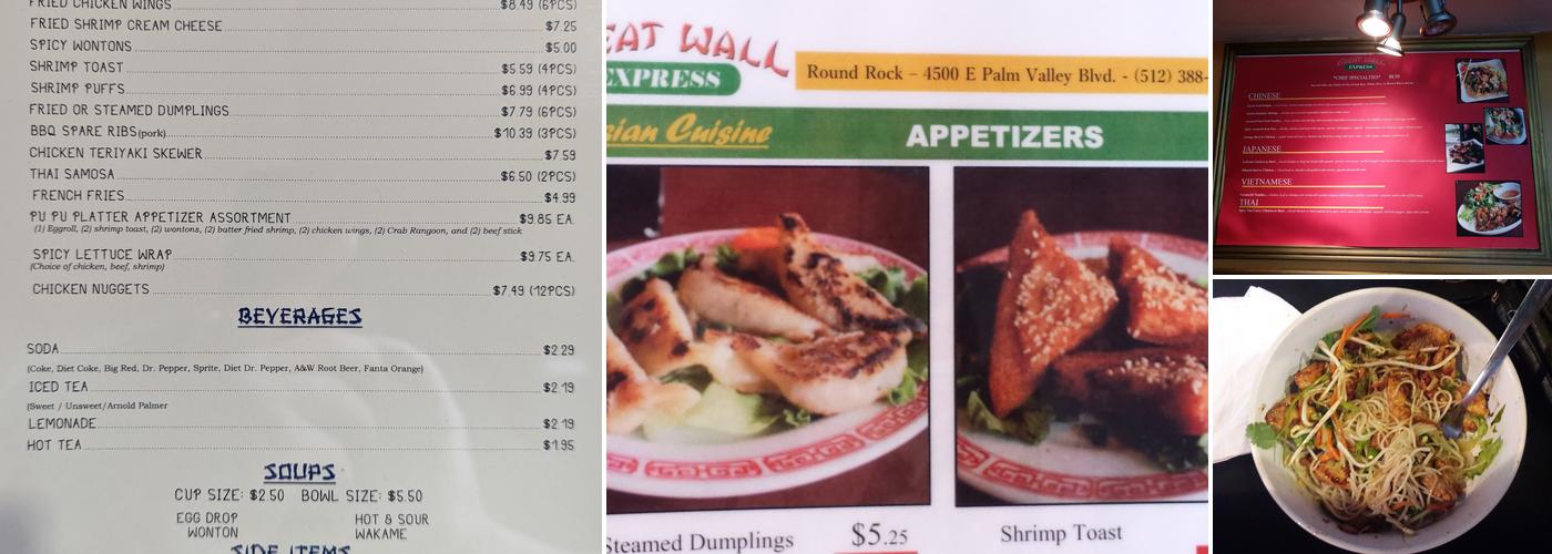 Great Wall Express Menu