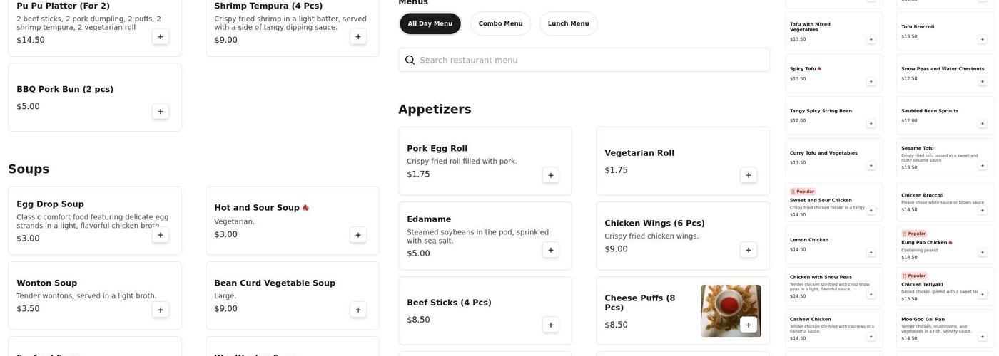 Twin Panda Menu