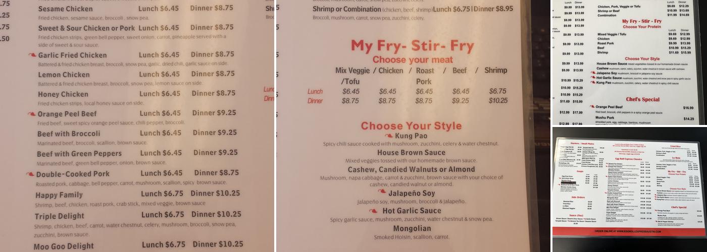 Egg Roll Express Menu