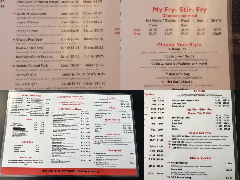 Egg Roll Express Menu
