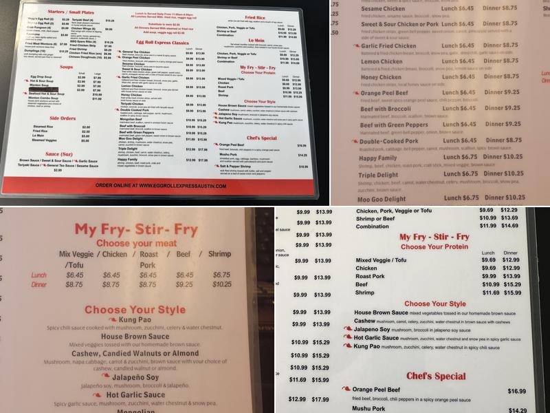 Egg Roll Express Menu
