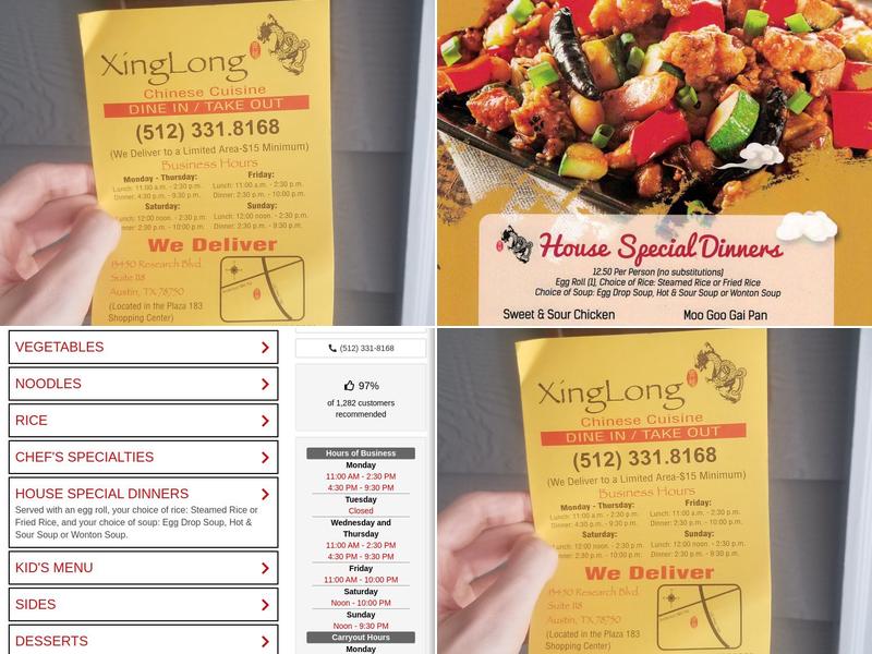 Xing Long Chinese Cuisine Menu