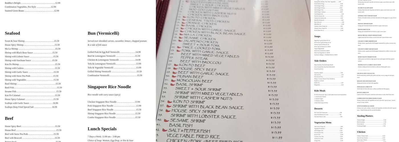 Amy's China Cuisine Menu