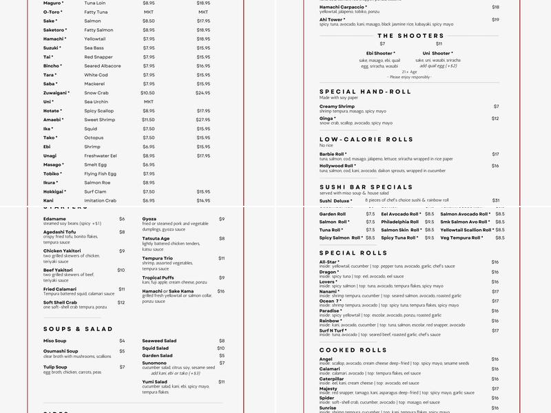 Nanami Sushi Bar & Grill Menu
