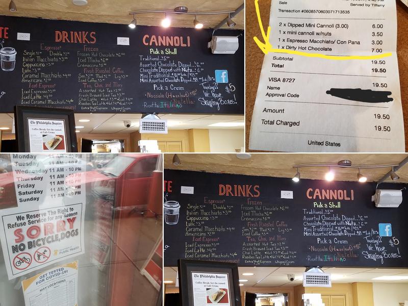 Philly Cannoli King Menu