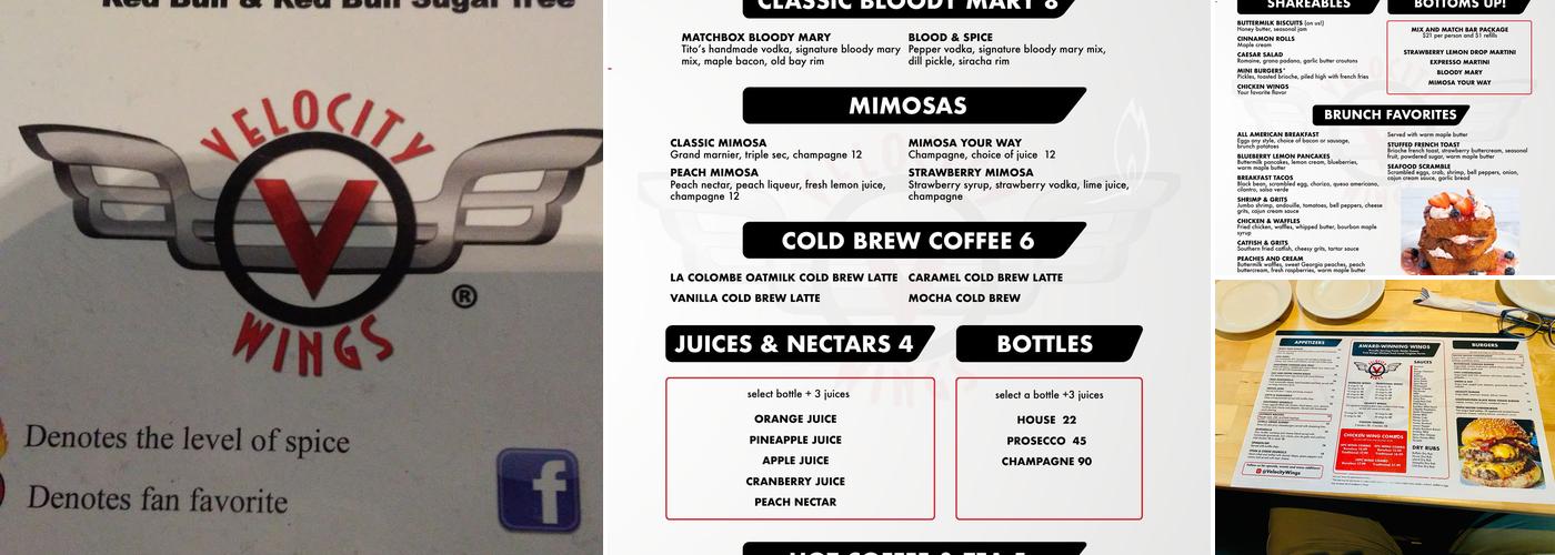 Velocity Wings - South Riding Menu