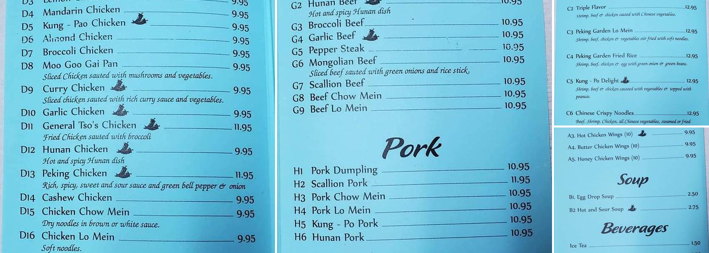 Peking Garden Menu
