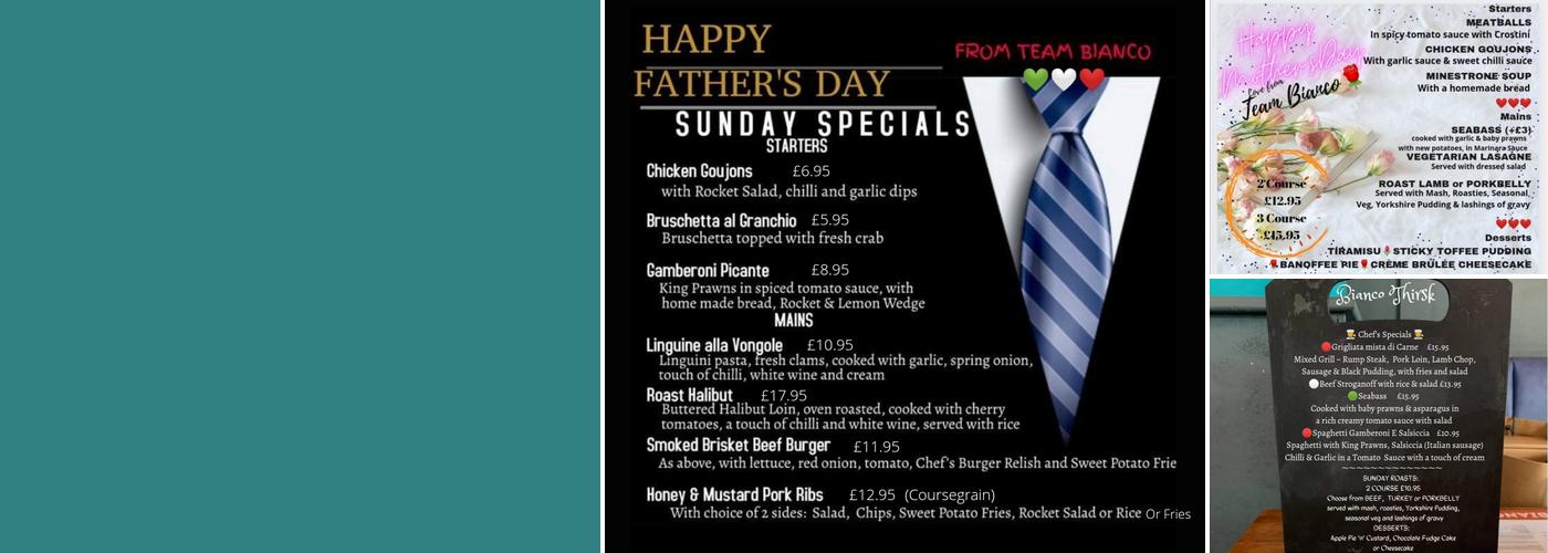 Bianco Ristorante Thirsk Menu