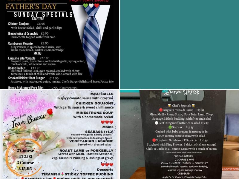 Bianco Ristorante Thirsk Menu