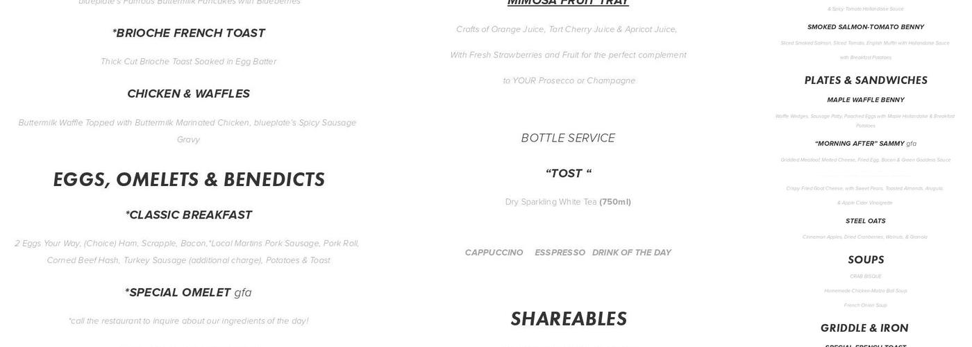 blueplate Menu