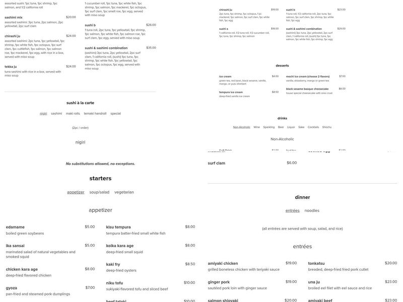 Sushi Sake Menu