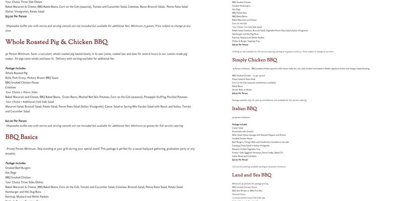 Rode's Catering Menu