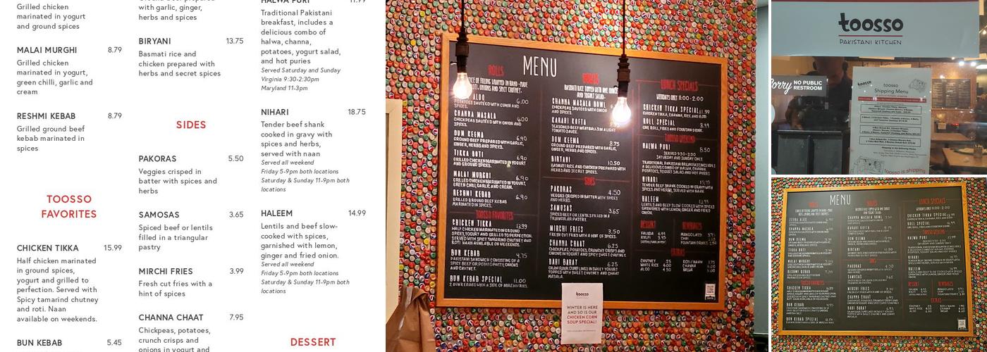 Toosso Menu