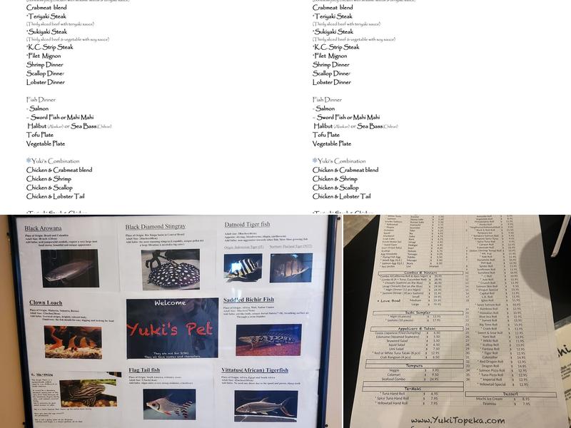 Yukis Restaurant of Japan Menu