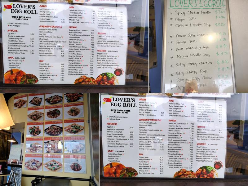 Lover's Eggroll Menu