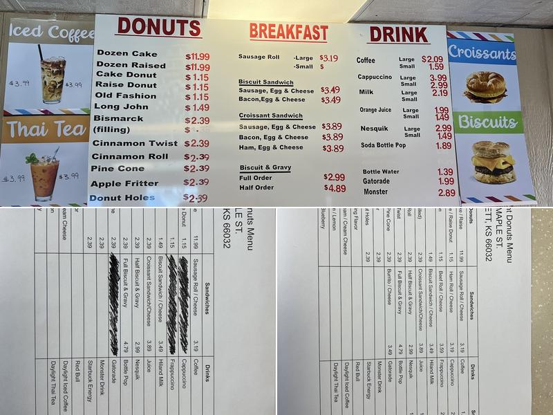 Daylight Donuts Menu