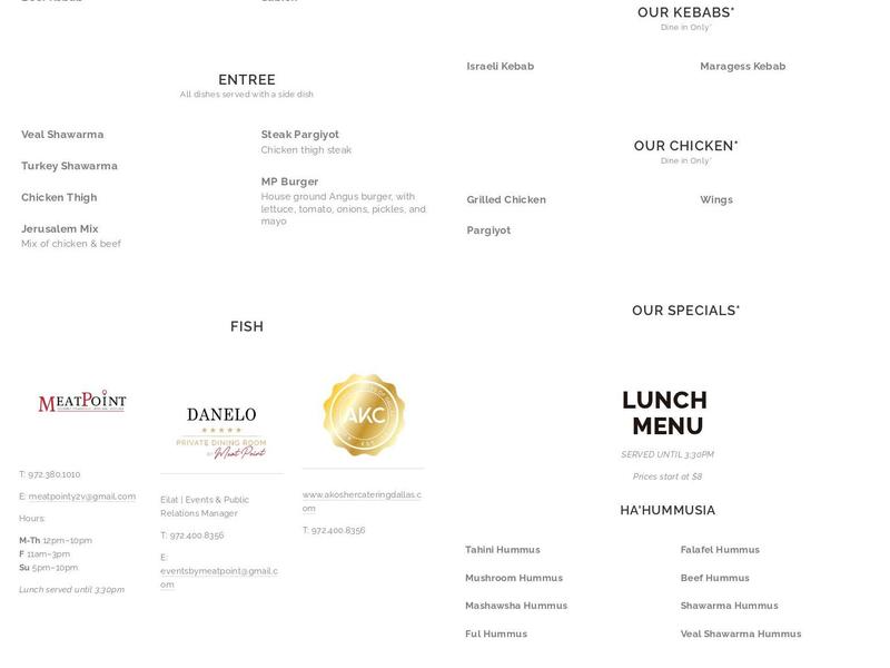 Meat Point Menu