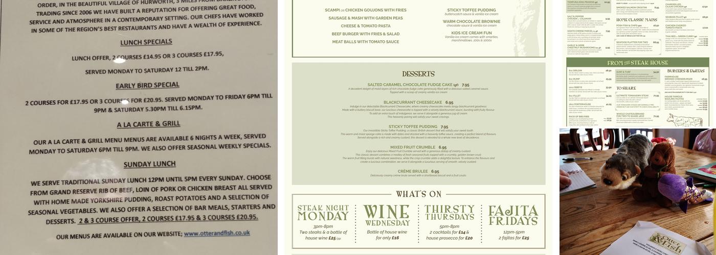 The Otter And Fish Menu