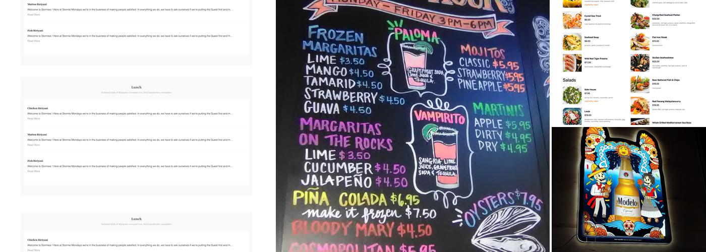 Interurban Food and Bar Menu