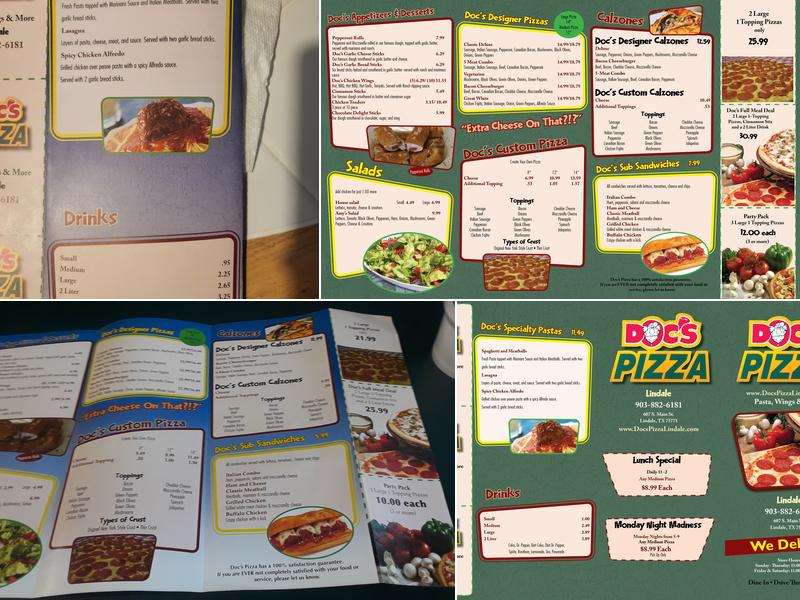 Doc's Pizza Menu