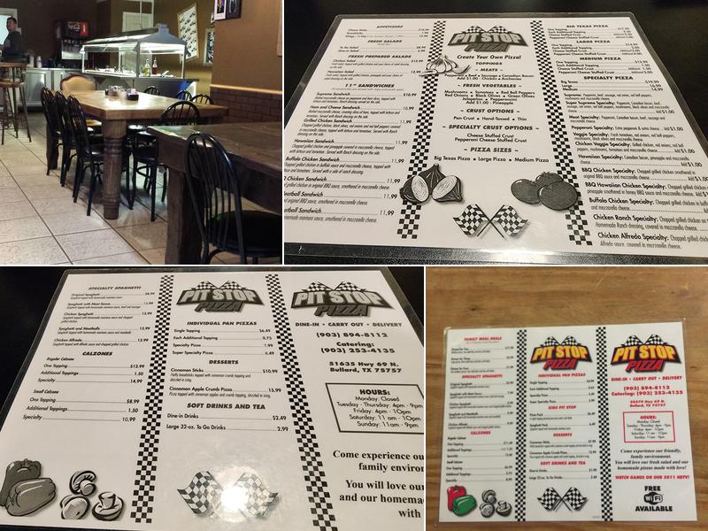 Pit Stop Pizza Menu
