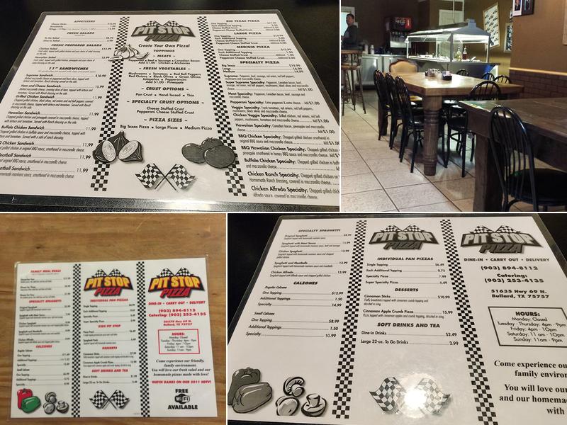 Pit Stop Pizza Menu