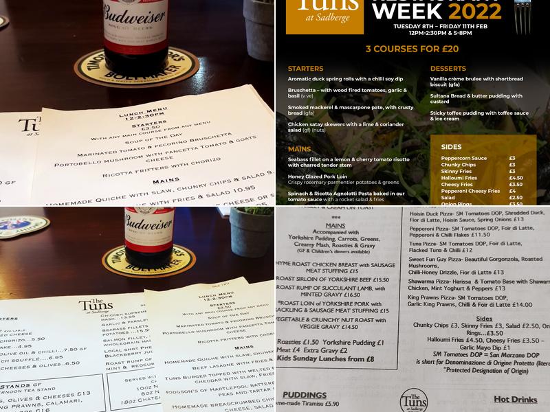 The Tuns Sadberge Menu