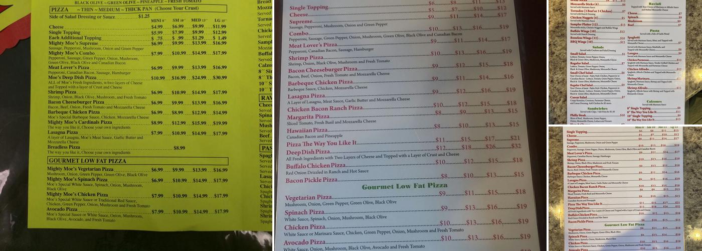 Moes Pizza Menu