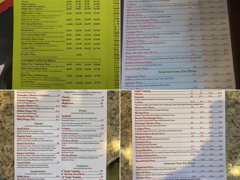 Moes Pizza Menu