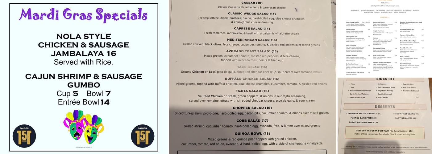 Saloon 151 Menu