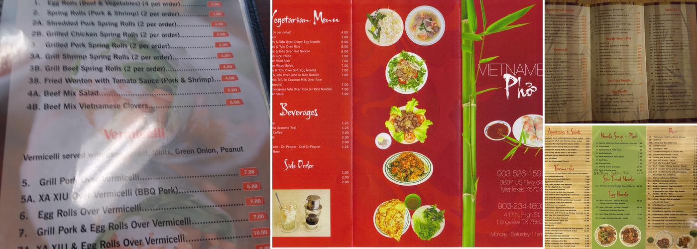 Vietnamese Phở Restaurant Menu