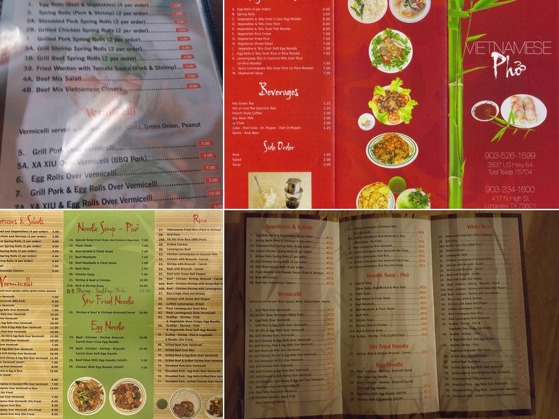 Vietnamese Phở Restaurant Menu