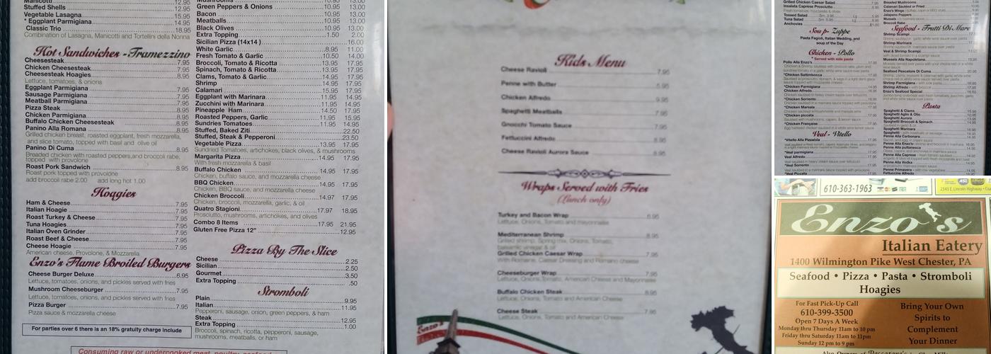 Enzo's Italian Eatery Menu