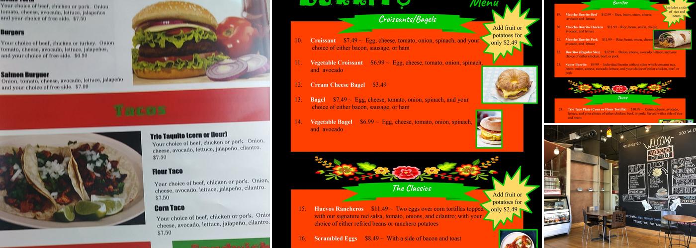 Moocho Burrito Menu
