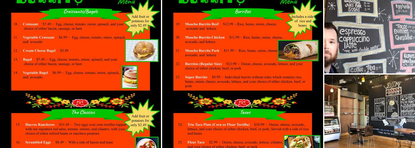 Moocho Burrito Menu